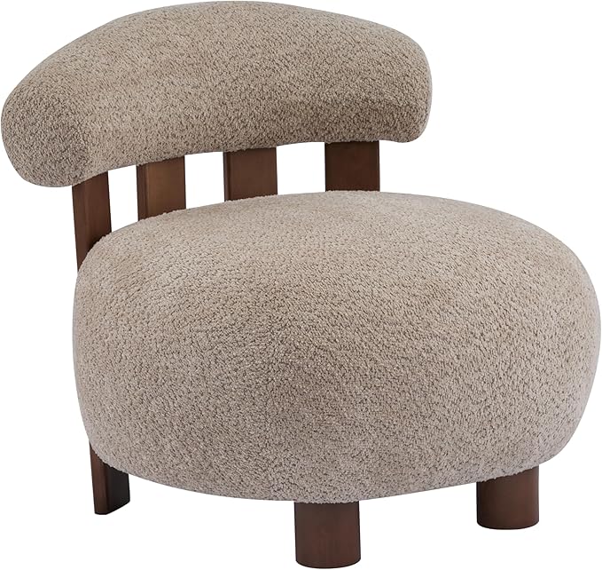 Christopher Knight Home Elvina Boucle Fabric Accent Chair, Solid Wood Single - Image 4
