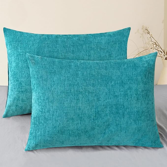 CaliTime Throw Pillow Covers Decorative 20 X 26 Inches Pack of 2 Cozy Chenille by CaliTime