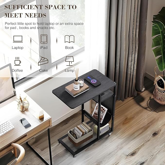 Colima C Shaped End Table with Charging Station - Image 6