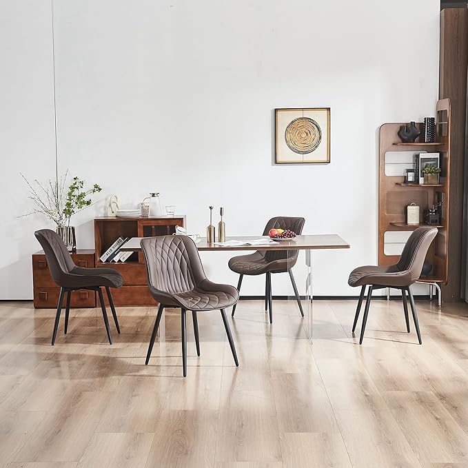 YOUNIKE Brown Dining Chairs Set of 2 - Image 7