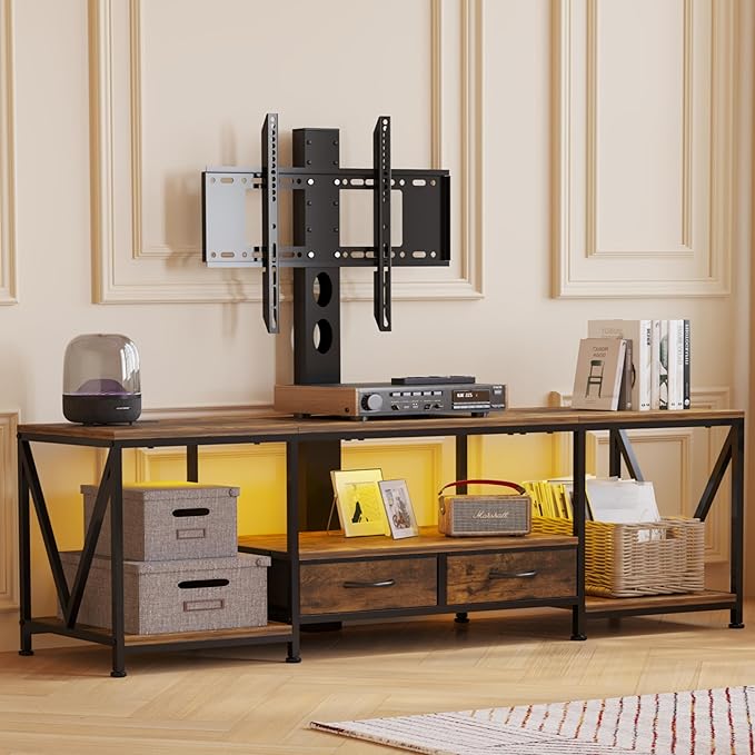 63" W TV Stand with Mount for 50, Entertainment Center with Power Outlet and by ElevateYourLivingSpace