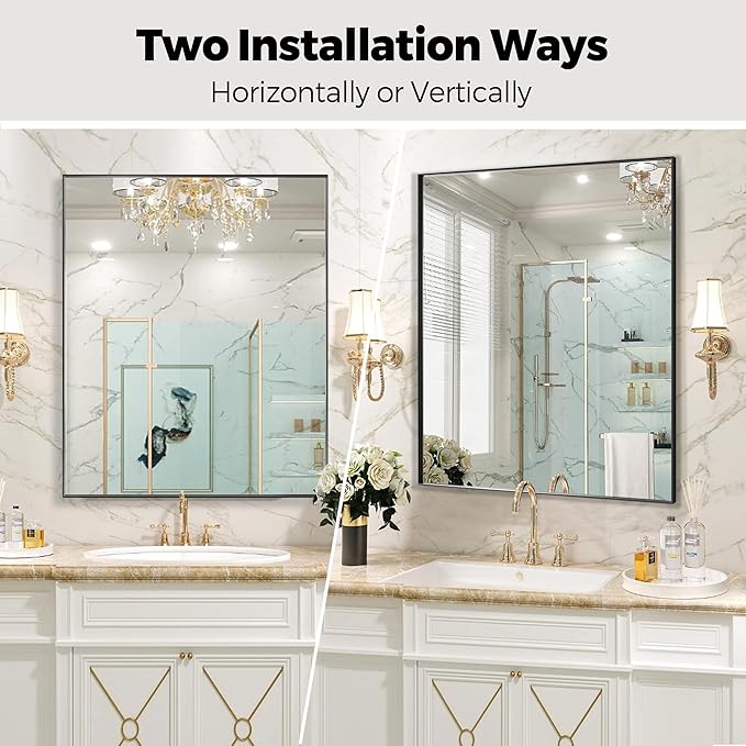 24x30 Inch Black Bathroom Mirror - Image 4