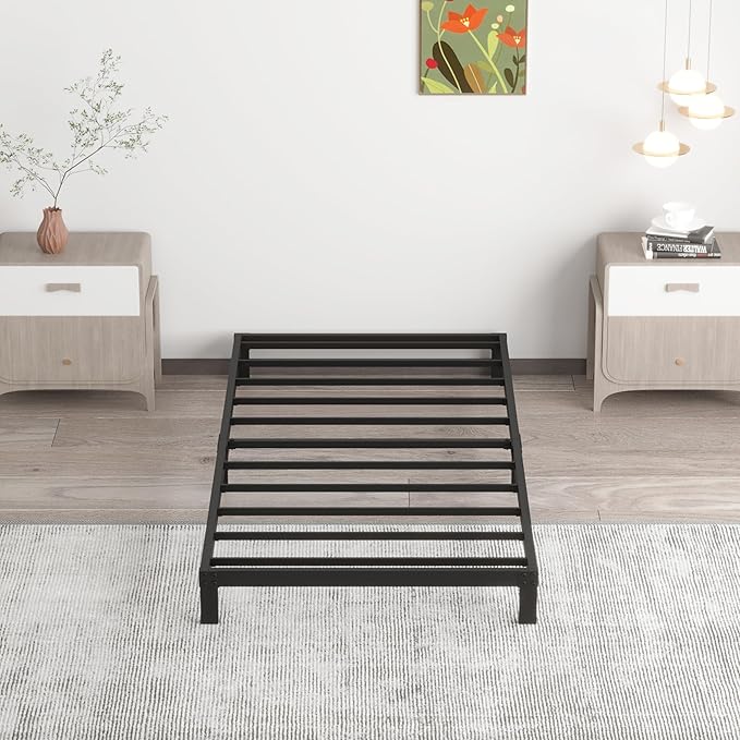 7 Inch Twin Bed Frames No Box Spring Need, Low Profile Metal Platform Twin Size - Image 2
