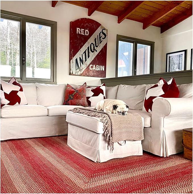 Homespice Apple Pie Jute Red 8x10' Braided Area Rug - Image 10