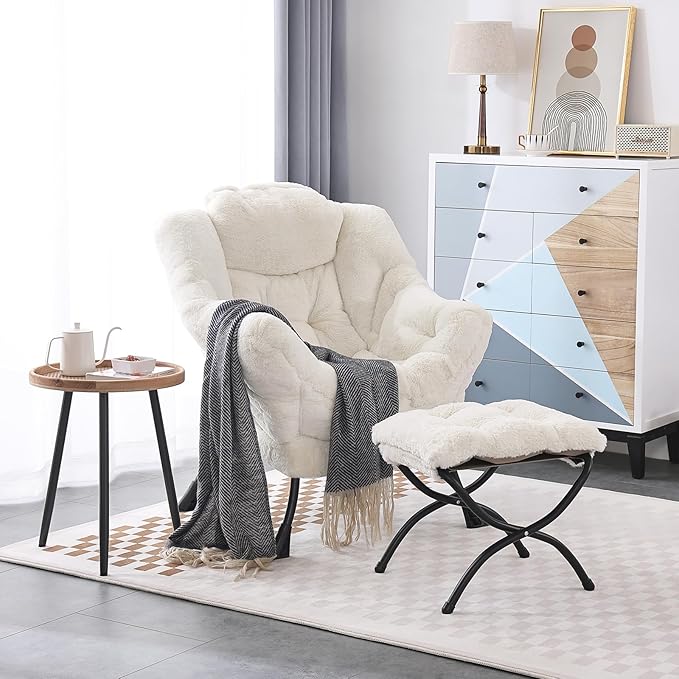 LITA Lazy Chair with Ottoman, Modern Accent Leisure Upholstered Sofa Chair - Image 2