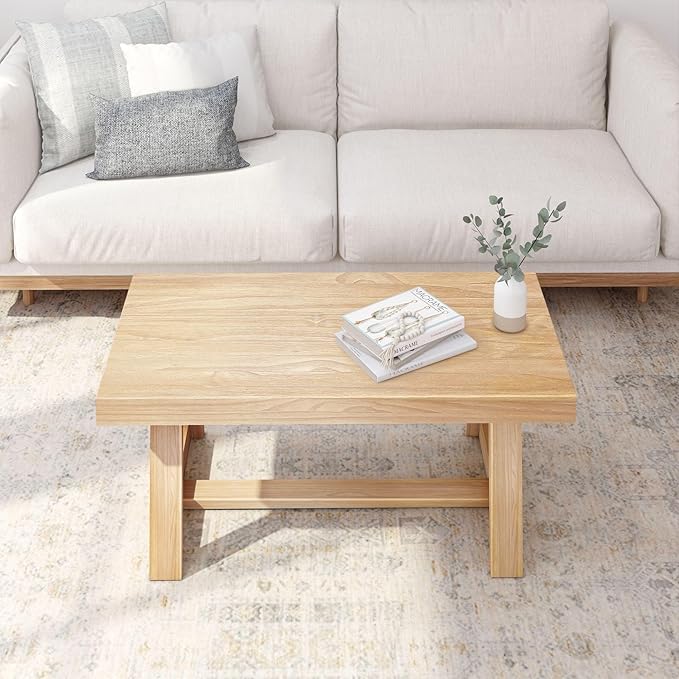 Plank+Beam Classic Rectangular Coffee Table, 40 Inch Farmhouse Coffee Table - Image 5