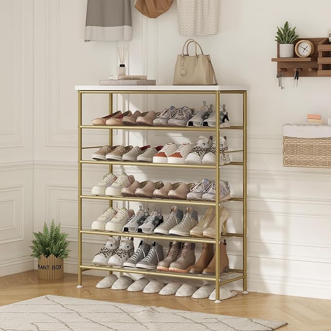 Shoe Rack Organizer 6 Tier for Closet Entryway Free Standing Metal Storage Shoe - Image 5
