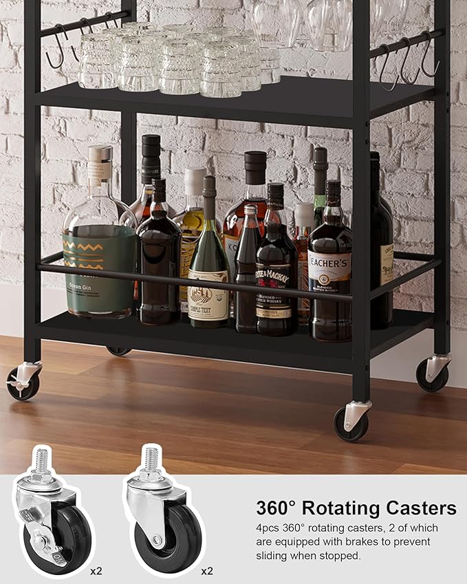TUTOTAK Bar Cart, Home Bar Serving Cart - Image 5