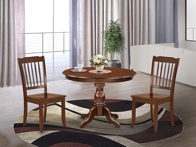 East West Furniture HBDA3-MAH-W 3 Piece Modern Dining Table Set Contains a - Image 2