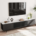 POVISON Mid Century Modern Sintered Stone TV Stand, Slatted Media Console TV by POVISON