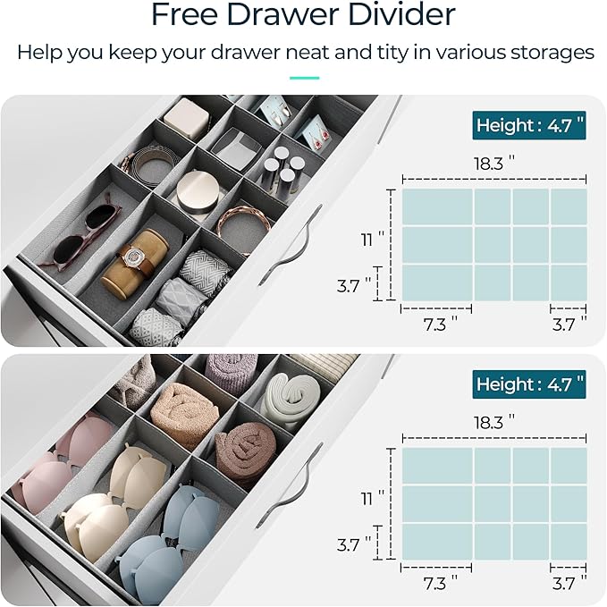 LINSY HOME White 8-Drawer Dresser - Image 3