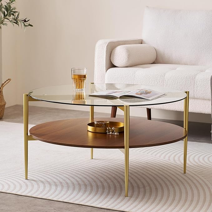 Extra Large Round Coffee Table, Mid-Century Modern Design, D34 x H17 in - Image 3