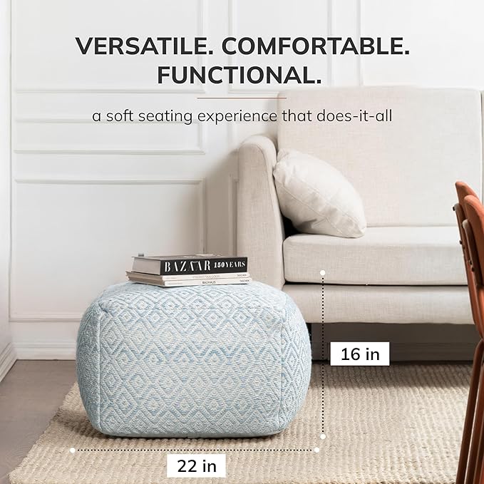 Anji Mountain 22"x22"x16" Handmade & Handcrafted Ottoman Pouf Comfortable Pouf - Image 3