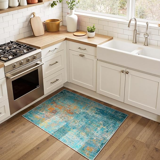 Washable Area Rugs 2'x3' Non-Slip Modern Abstract Soft - Image 2