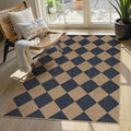 Lahome Checkered Easy Jute Entryway Rug, 3x5 Washable Area Rugs by Lahome
