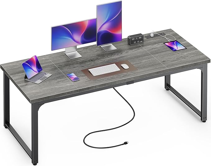 Huuger 63 x 24 inch Desk with Power Outlets & USB-C, Deeper & Thicker Desktop by Huuger