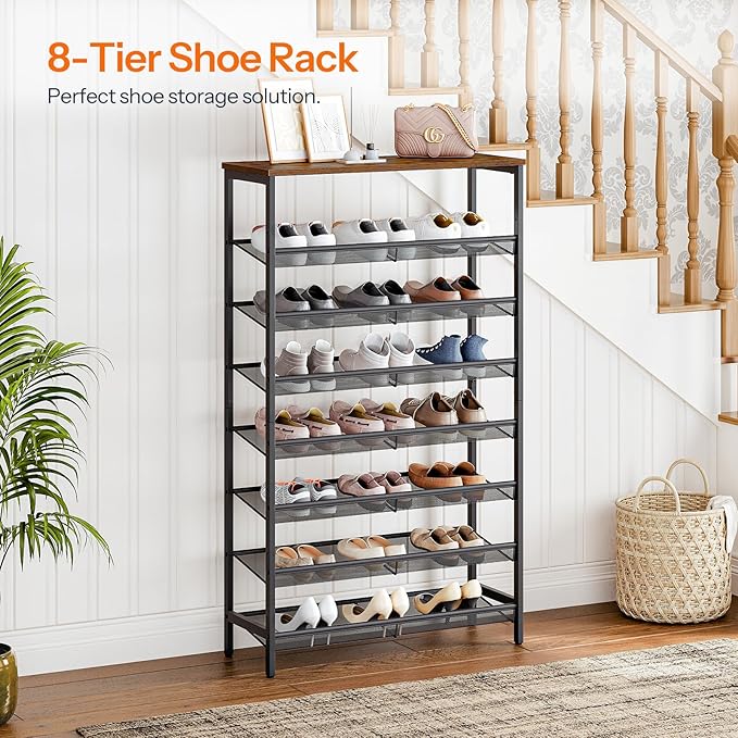 HOOBRO 8-Tier Shoe Rack, 29.5"L Shoe Shelf, Large Capacity Shoe Storage - Image 4