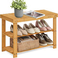 SONGMICS Shoe Rack Bench, 3-Tier Bamboo Shoe Storage Organizer, Entryway Bench by SONGMICSbySONGMICSHOME