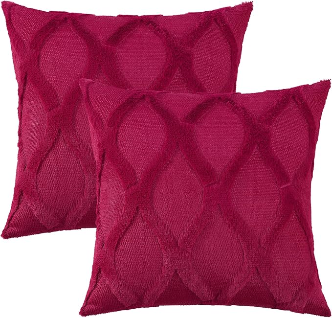 decorUhome Throw Pillow Covers 26x26 Inch Set of 2, Soft Plush Faux Fur Wool - Image 7