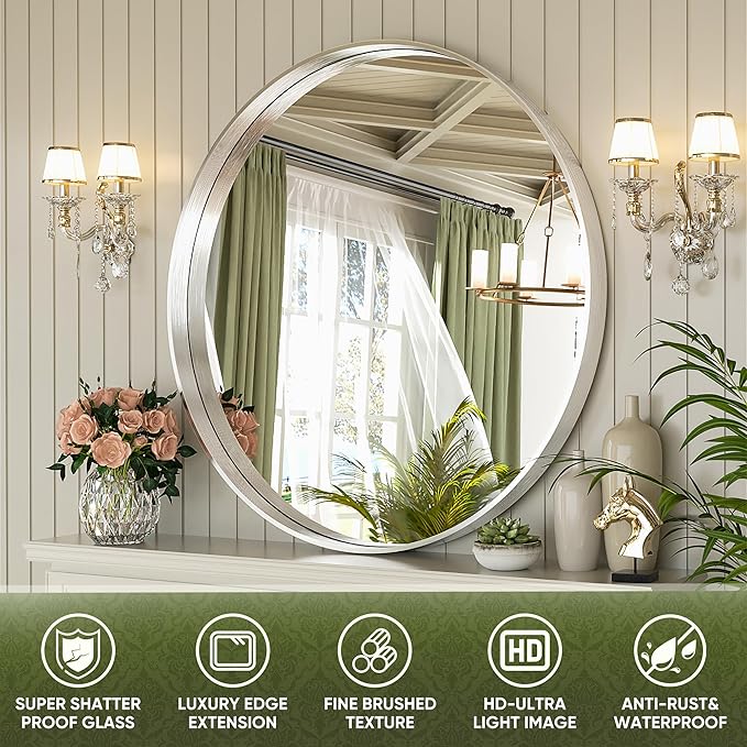 Suidia 30" x 30" Bathroom Mirror, Bathroom Vanity Mirror Metal Framed, - Image 7