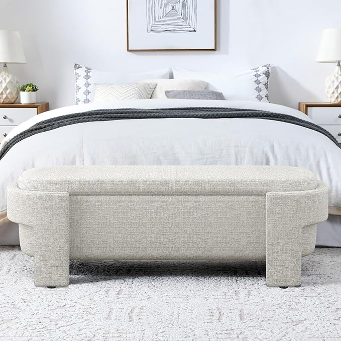 KEIKI 51" Linen Ottoman Bench - Image 6