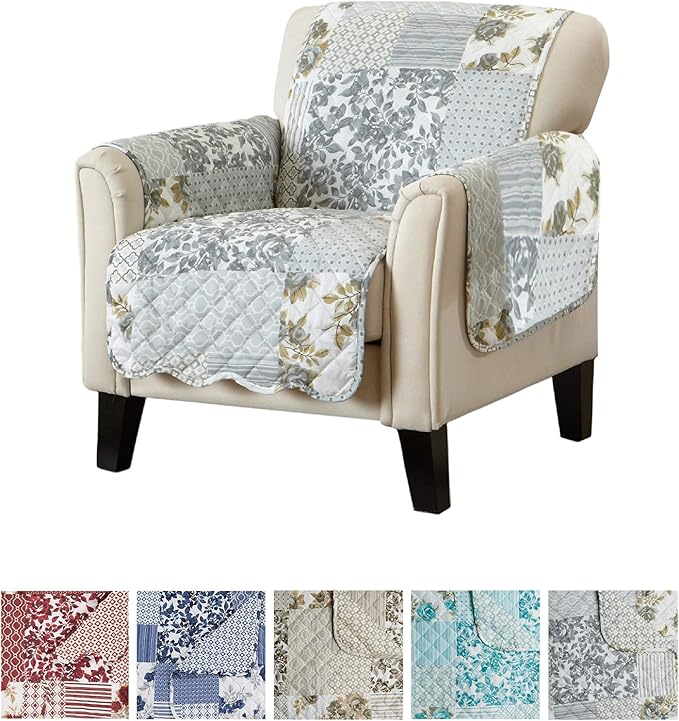 Patchwork Scalloped Printed Furniture Protector Stain Resistant Chair Cover - Image 2