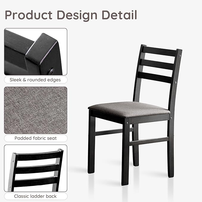 Livinia Seattle Modern Farmhouse Kitchen Dining Room Chair Set of 2, Solid Wood - Image 4