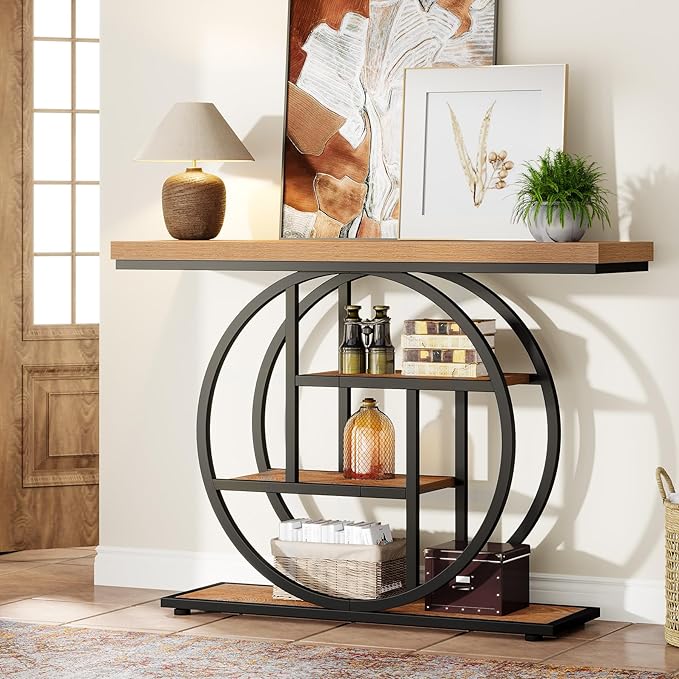 Tribesigns 41.3" Console Table, Industrial 4-Tier Sofa Table Entryway Table - Image 8