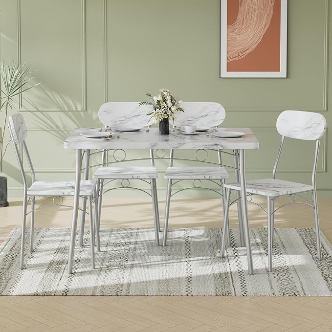 VECELO Dining Table Set for 4, 5-Piece Kitchen Table - Image 6