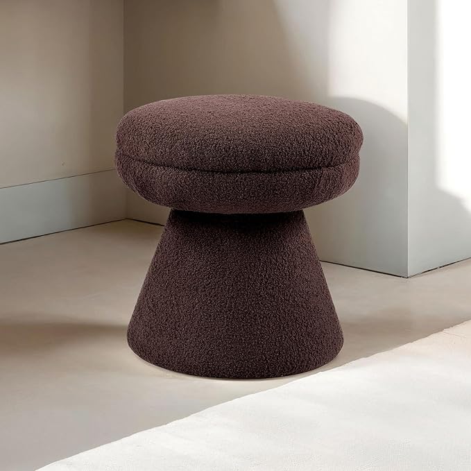 Furniture of America Rami Modern 18-inch Mushroom-Shape Upholstered Ottoman - Image 2