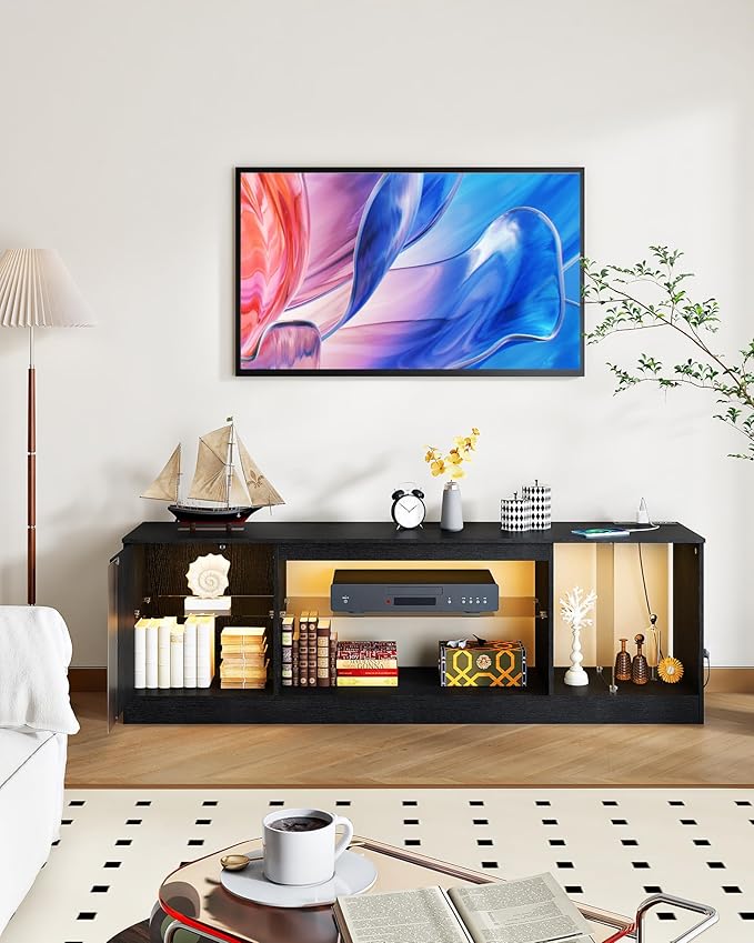 TV Stand with Power Outlets to 63 65 70inch TV, Modern Entertainment Center - Image 8