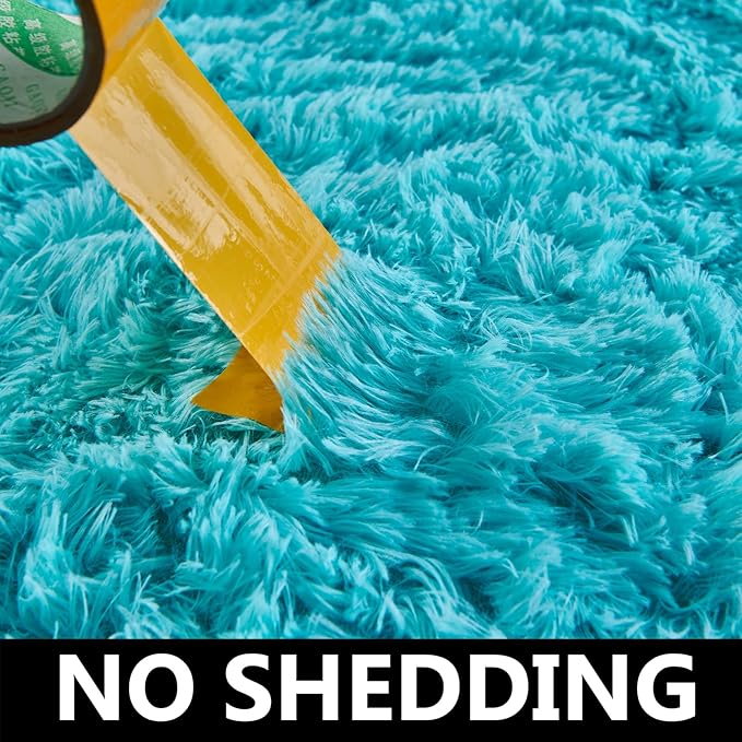 FJZFING Blue Round Rug Ultra-Soft Plush Modern 5x5 Circle Area Rug - Image 4