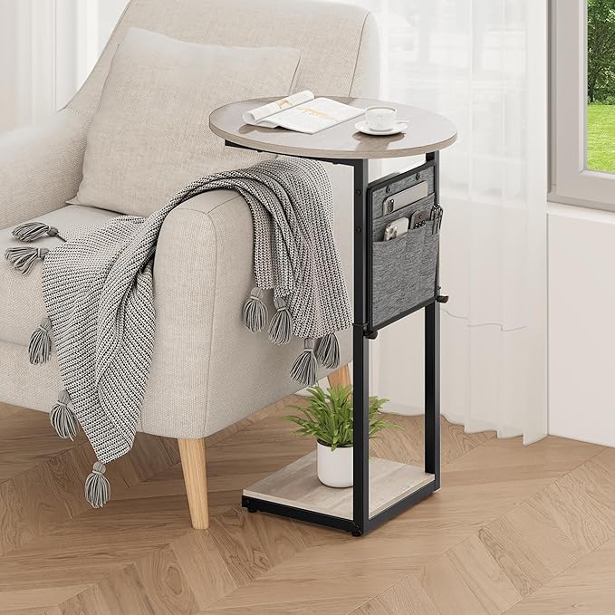 Vagusicc C Shaped End Table, Adjustable Height Small Side Table - Image 7