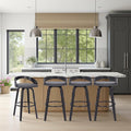 Armen Living Sonia 26" Counter Height Swivel Gray Faux Leather and Black Wood by ArmenLiving