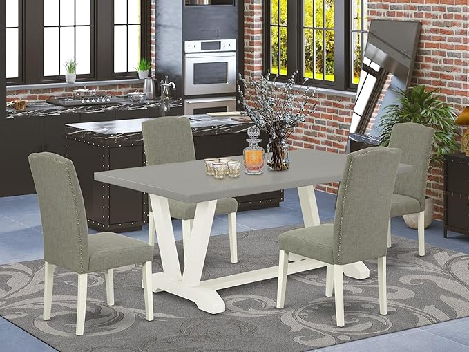 East West Furniture V097EN206-5 5 Piece Dining Table Set Includes a Rectangle - Image 2