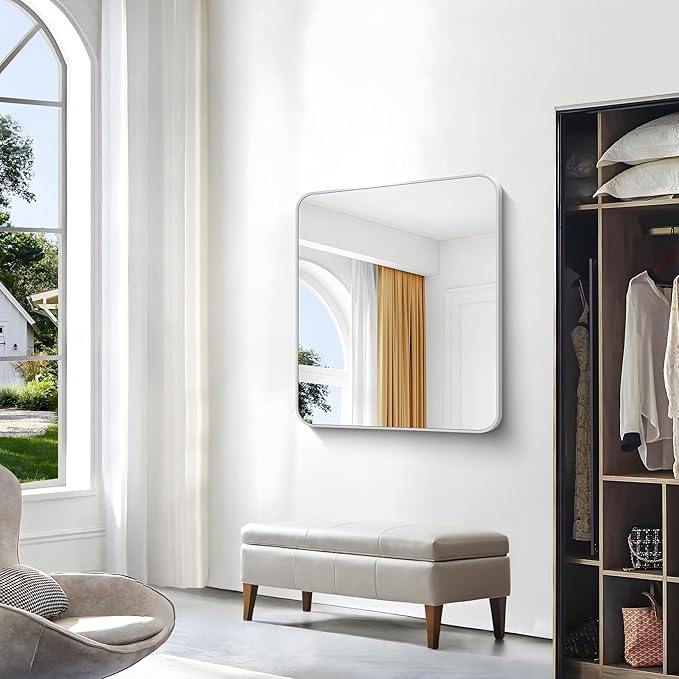 BONEWEI Silver Bathroom Mirror, 30x36 inch Wall Mirror - Image 6
