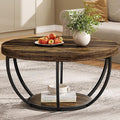Tribesigns Round Coffee Table, 31.7" Wooden 2-Tier Circle Coffee Table by Tribesigns