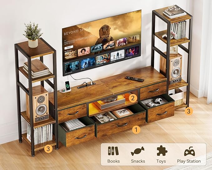 Casaottima 71" TV Stands for 43, 55 Inch TV Entertainment Center - Image 7