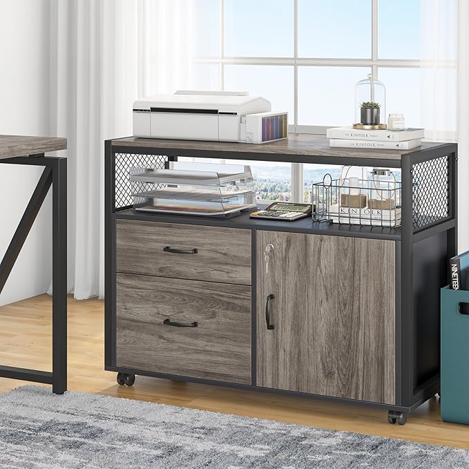 Tribesigns L Shaped Desk with Drawer Cabinet, 2 Piece Home Office Furniture - Image 8