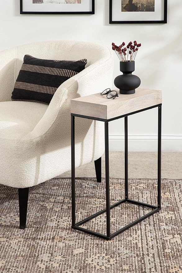 Kate and Laurel Karlsen Wood and Metal Narrow Side Table; 16 x 24 x 8; - Image 2