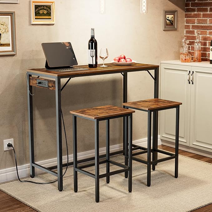 HOOBRO Bar Table and Chairs Set, 39.4" Dining Table Set - Image 3