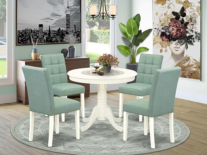 East West Furniture ANAS5-LWH-43 5 Piece Dinner Table Set contain A Wooden - Image 2