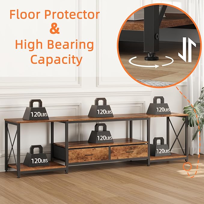 TV Stand with Fabric Drawers for 80 85 Inches TV - Image 3