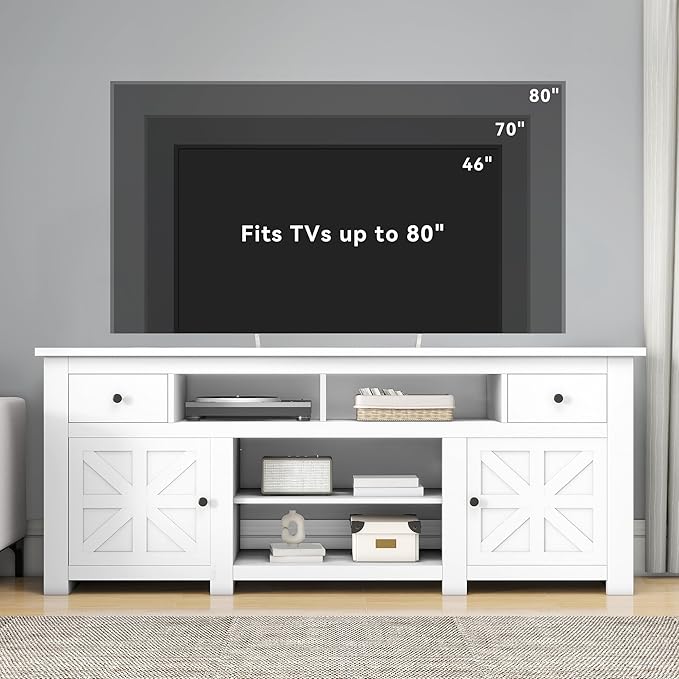 DWVO Farmhouse TV Stand for 75/80 Inches TVs, Entertainment Centers Furniture - Image 8