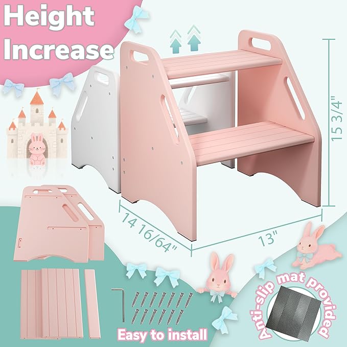 AMBIRD Wooden Kids Step Stool, 15.75'' H Potty Training Toddler 300 lbs Capacity - Image 5