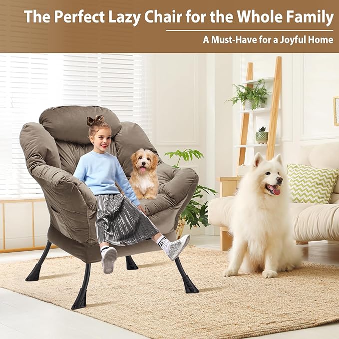 Lazy Chair Thick Padded, Comfy Velvet Accent Lounge Chair - Image 4