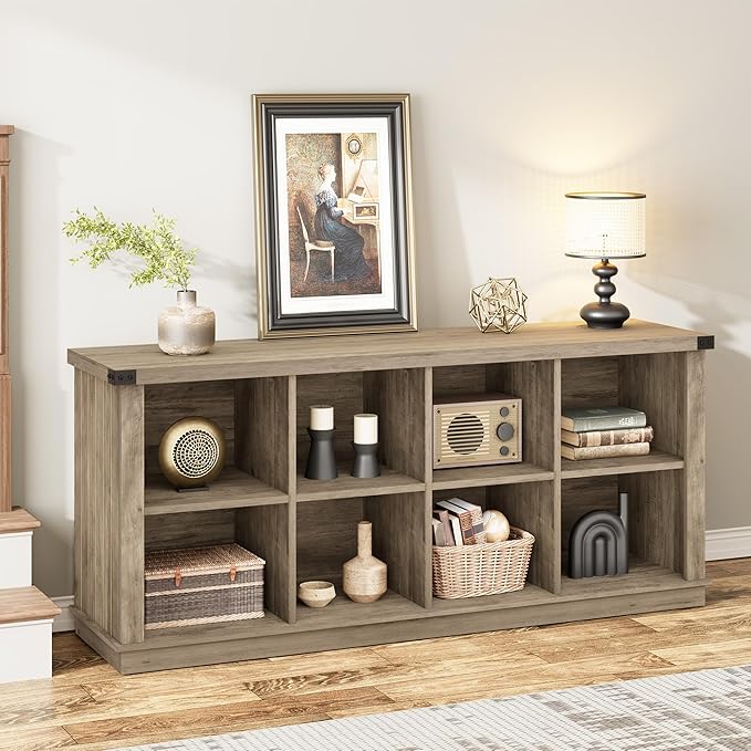 GarveeHome 8 Cube Storage Organizer Bookshelf, Farmhouse Horizontal Bookcase - Image 3
