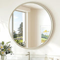 TokeShimi 24 Inch Circle Bathroom Mirror Brushed Nickel, Tempered Round Wall by RefinedBathroomAccessories