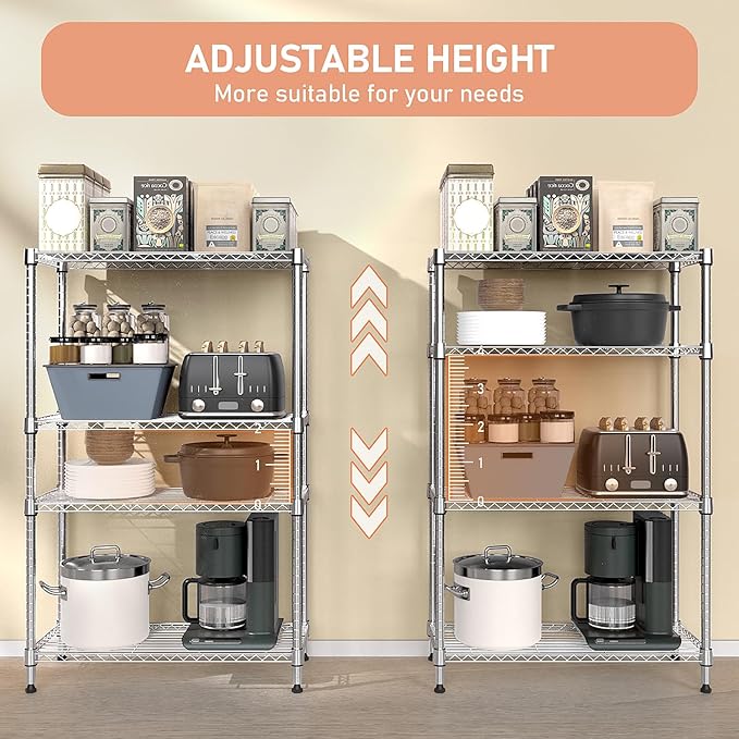 5-Shelf Storage Shelves, Wire Shelving Heavy Duty Metal Storage Shelving Unit - Image 7