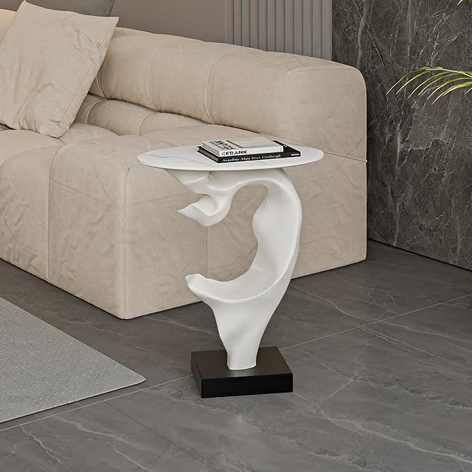 Modern Artistic Coffee Table, Luxury Semicircular Side Table, High-Strength FRP - Image 5
